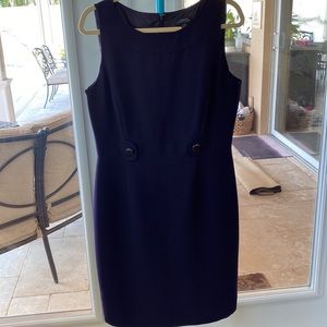 Tahari navy dress sleeveless. Tailored, zipper back. lined. 10 barely worn!
